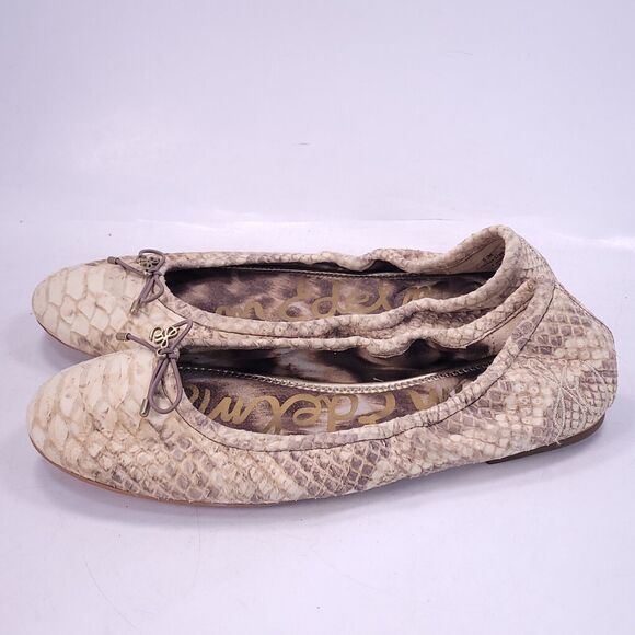 Sam Edelman Slip On Casual Snake Skin Ballet Flat Womens Size 8 Beige - Picture 1 of 8